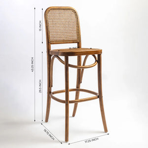 Harihar Rattan Cane Wooden Bar Stool - Wooden Bazar