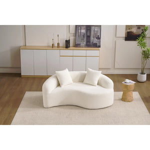 LY-042 S-Curved Chenille Sectional Sofa: Dual-Depth (21.3" & 26.8"), Coral Pink, No Assembly, Compact For Small Spaces, 400 Lbs, 66.9" L  Wooden Bazar
