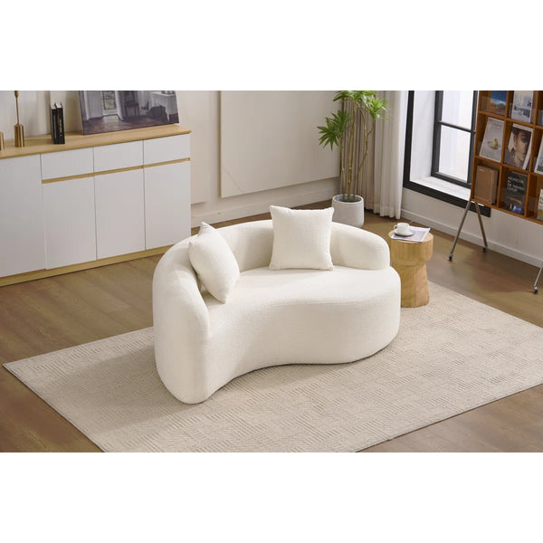 LY-042 S-Curved Chenille Sectional Sofa: Dual-Depth (21.3" & 26.8"), Coral Pink, No Assembly, Compact For Small Spaces, 400 Lbs, 66.9" L  Wooden Bazar