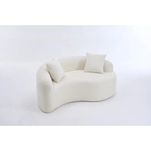 LY-042 S-Curved Chenille Sectional Sofa: Dual-Depth (21.3" & 26.8"), Coral Pink, No Assembly, Compact For Small Spaces, 400 Lbs, 66.9" L  Wooden Bazar