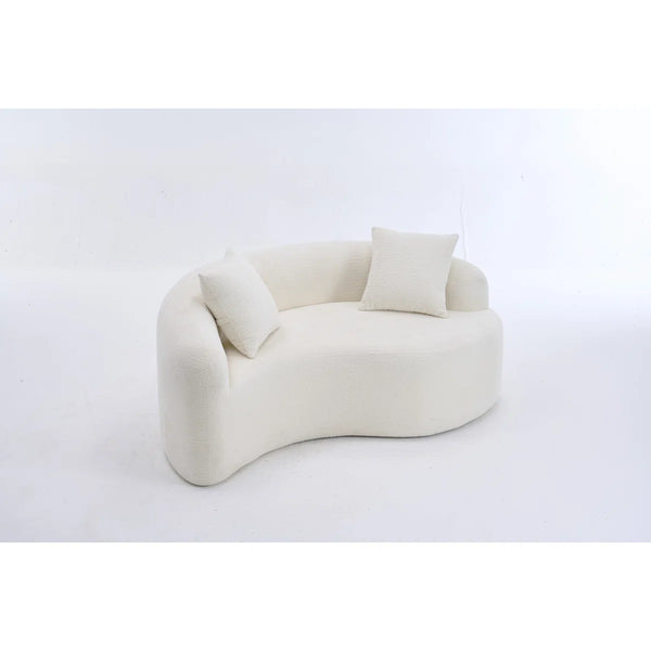 LY-042 S-Curved Chenille Sectional Sofa: Dual-Depth (21.3" & 26.8"), Coral Pink, No Assembly, Compact For Small Spaces, 400 Lbs, 66.9" L  Wooden Bazar