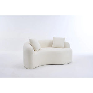 LY-042 S-Curved Chenille Sectional Sofa: Dual-Depth (21.3" & 26.8"), Coral Pink, No Assembly, Compact For Small Spaces, 400 Lbs, 66.9" L  Wooden Bazar