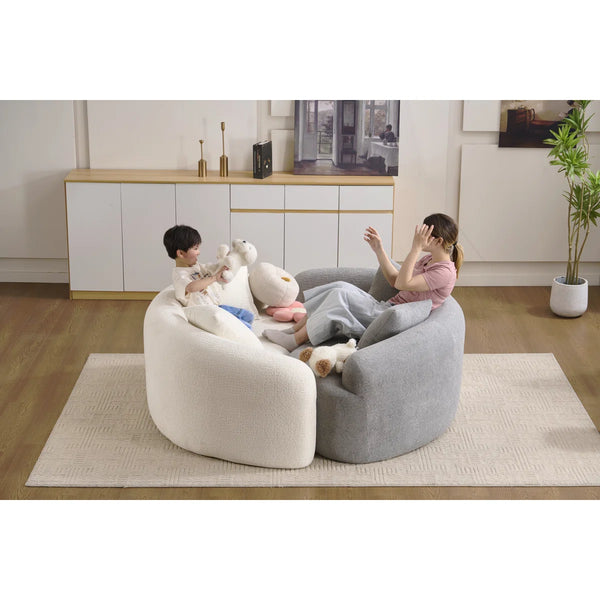 LY-042 S-Curved Chenille Sectional Sofa: Dual-Depth (21.3" & 26.8"), Coral Pink, No Assembly, Compact For Small Spaces, 400 Lbs, 66.9" L  Wooden Bazar