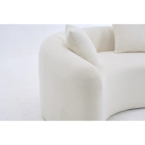 LY-042 S-Curved Chenille Sectional Sofa: Dual-Depth (21.3" & 26.8"), Coral Pink, No Assembly, Compact For Small Spaces, 400 Lbs, 66.9" L  Wooden Bazar