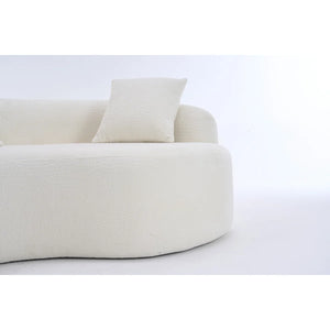 LY-042 S-Curved Chenille Sectional Sofa: Dual-Depth (21.3" & 26.8"), Coral Pink, No Assembly, Compact For Small Spaces, 400 Lbs, 66.9" L  Wooden Bazar