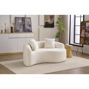 LY-042 S-Curved Chenille Sectional Sofa: Dual-Depth (21.3" & 26.8"), Coral Pink, No Assembly, Compact For Small Spaces, 400 Lbs, 66.9" L  Wooden Bazar