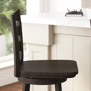Laurel Ladderback Wooden Swivel Dining Stool With Footrest  Wooden Bazar