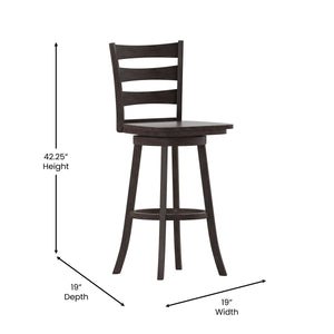 Laurel Ladderback Wooden Swivel Dining Stool With Footrest  Wooden Bazar