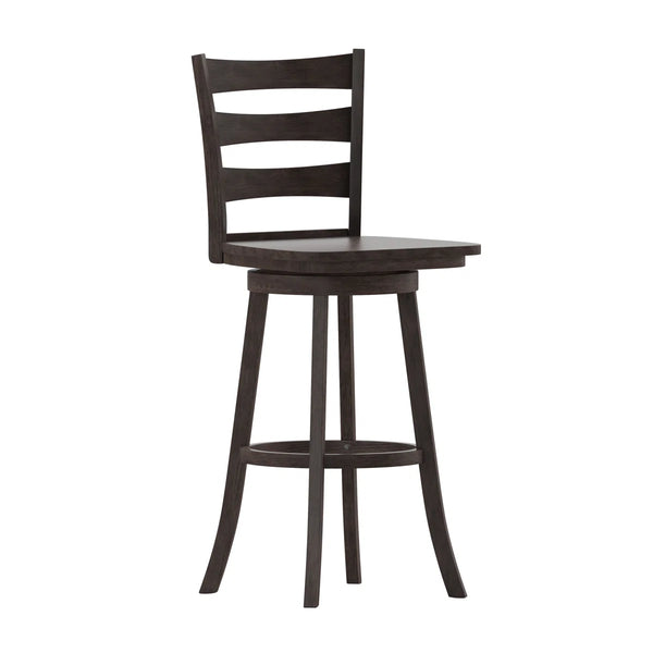 Laurel Ladderback Wooden Swivel Dining Stool With Footrest  Wooden Bazar