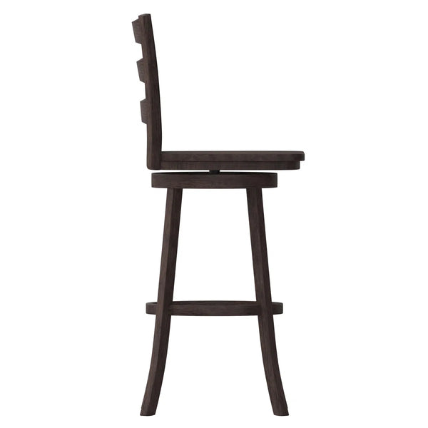 Laurel Ladderback Wooden Swivel Dining Stool With Footrest  Wooden Bazar