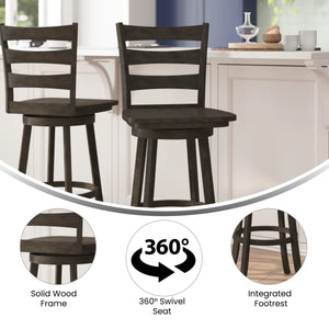 Laurel Ladderback Wooden Swivel Dining Stool With Footrest  Wooden Bazar