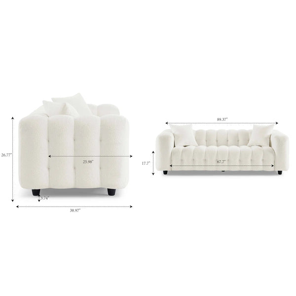 MINIMORE Modern 89.4'' Square Arms Chesterfield Sofa