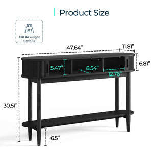 Leathia Modern Fluted Console Table  Wooden Bazar