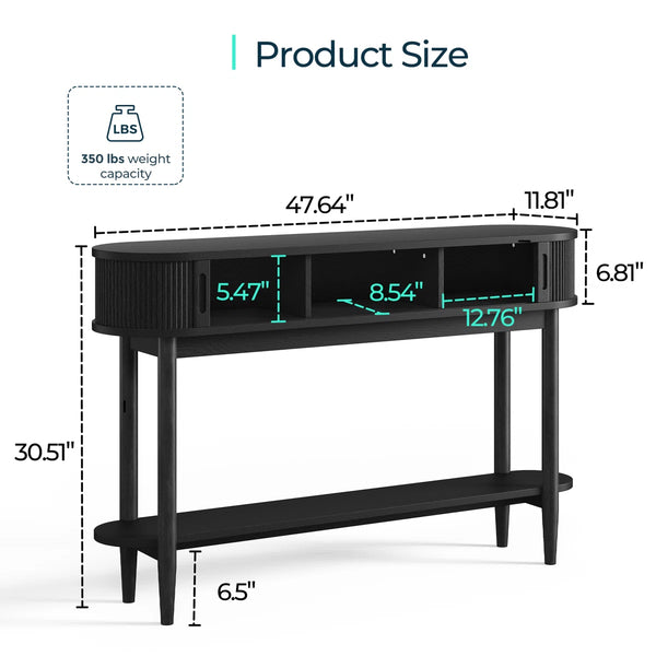 Leathia Modern Fluted Console Table  Wooden Bazar