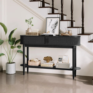 Leathia Modern Fluted Console Table  Wooden Bazar