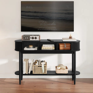 Leathia Modern Fluted Console Table  Wooden Bazar
