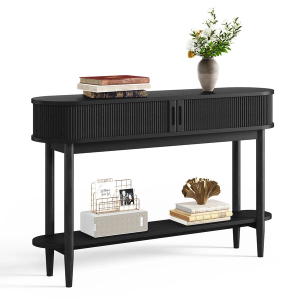 Leathia Modern Fluted Console Table  Wooden Bazar