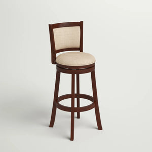 Leda Swivel Upholstered Counter Stool with Solid Wood Frame  Wooden Bazar