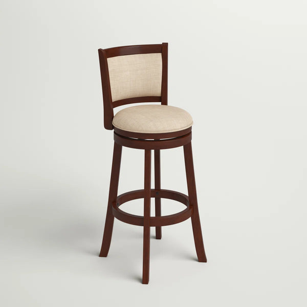 Leda Swivel Upholstered Counter Stool with Solid Wood Frame  Wooden Bazar