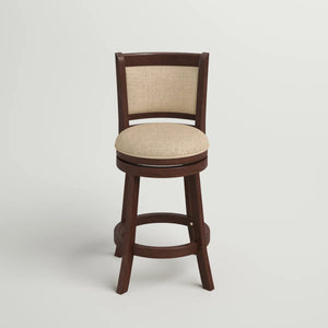 Leda Swivel Upholstered Counter Stool with Solid Wood Frame  Wooden Bazar