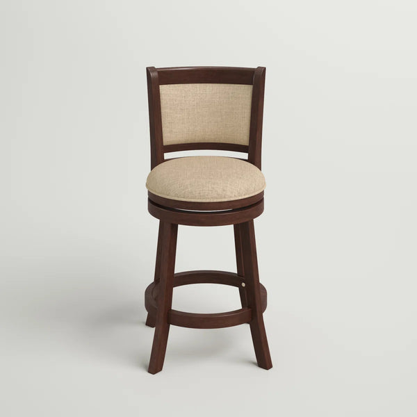Leda Swivel Upholstered Counter Stool with Solid Wood Frame  Wooden Bazar