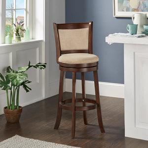 Leda Swivel Upholstered Counter Stool with Solid Wood Frame  Wooden Bazar