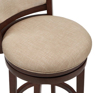 Leda Swivel Upholstered Counter Stool with Solid Wood Frame  Wooden Bazar