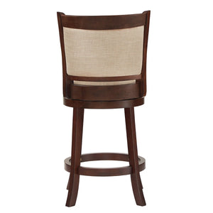 Leda Swivel Upholstered Counter Stool with Solid Wood Frame  Wooden Bazar