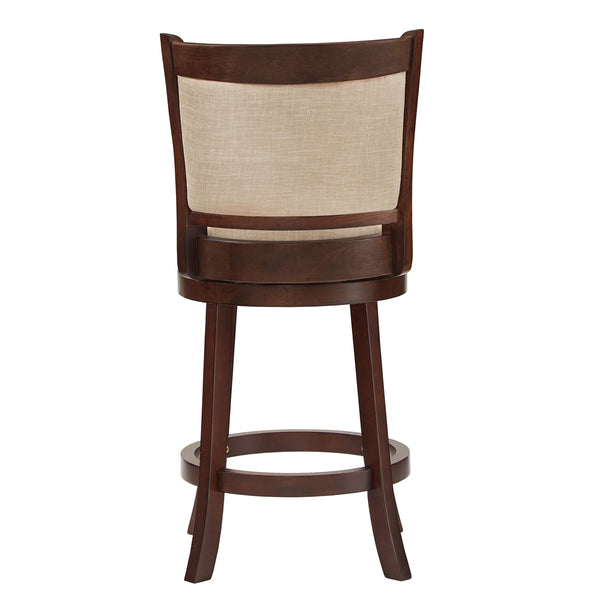 Leda Swivel Upholstered Counter Stool with Solid Wood Frame  Wooden Bazar