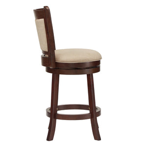 Leda Swivel Upholstered Counter Stool with Solid Wood Frame  Wooden Bazar