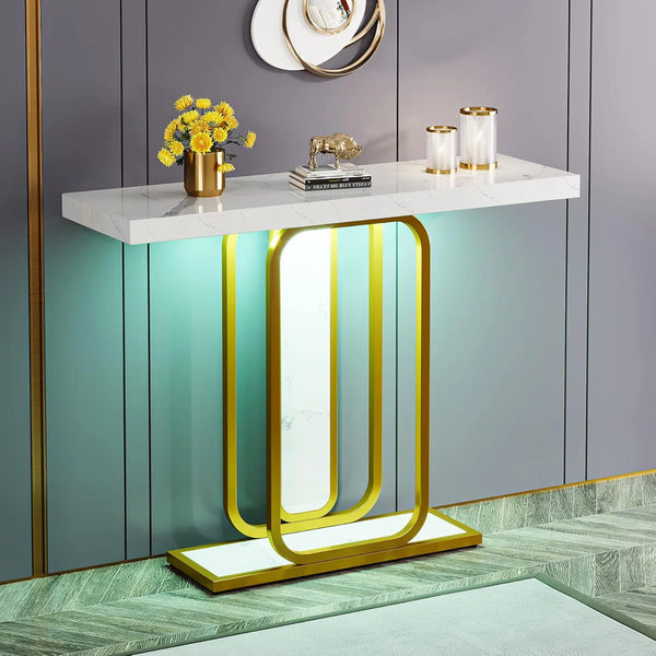 Modern Console Table with LED Lights for Entryway, Hallway & Living Room  Wooden Bazar
