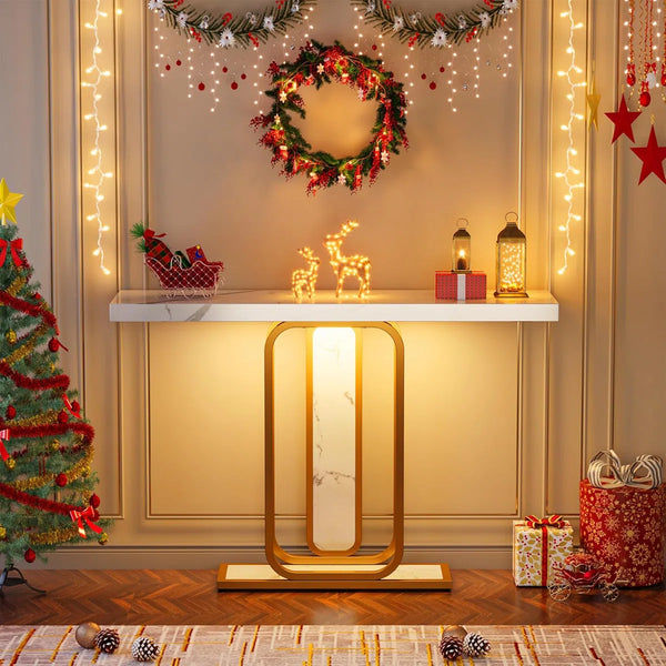 Modern Console Table with LED Lights for Entryway, Hallway & Living Room  Wooden Bazar