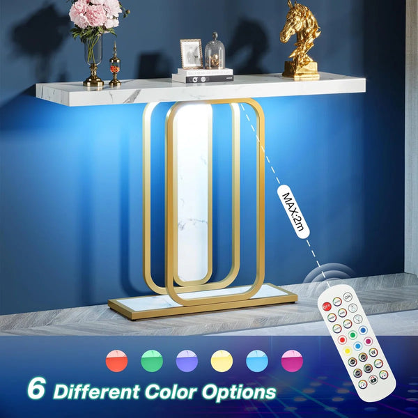 Modern Console Table with LED Lights for Entryway, Hallway & Living Room  Wooden Bazar