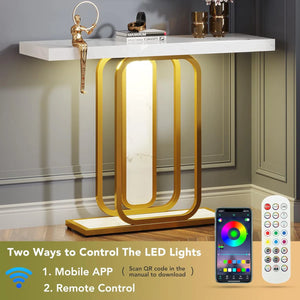 Modern Console Table with LED Lights for Entryway, Hallway & Living Room  Wooden Bazar