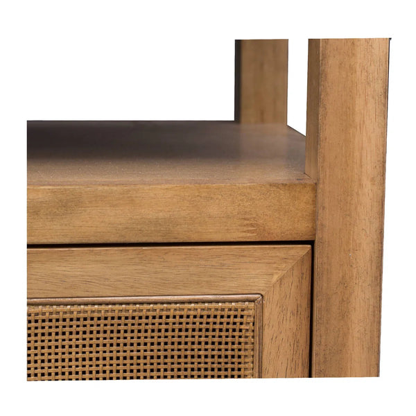 Naomi Wood Console Table with Natural Cane Storage Doors  Wooden Bazar