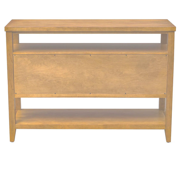 Naomi Wood Console Table with Natural Cane Storage Doors  Wooden Bazar