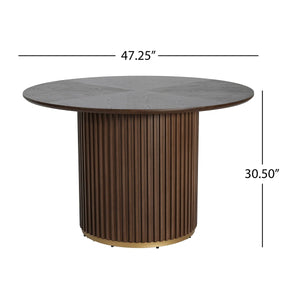 4 Seater Round Pedestal Dining Table Set With Upholstered Chairs