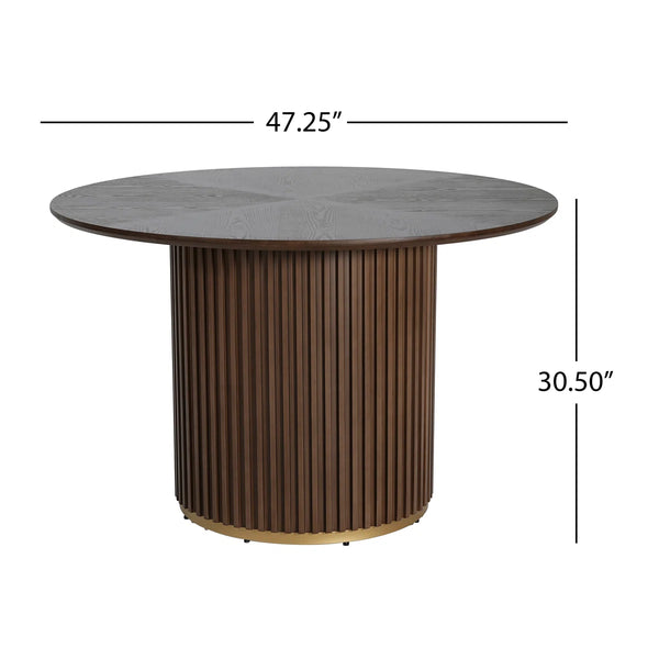 4 Seater Round Pedestal Dining Table Set With Upholstered Chairs