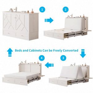 Peak Queen Murphy Bed Cabinet with Storage & Charging Station