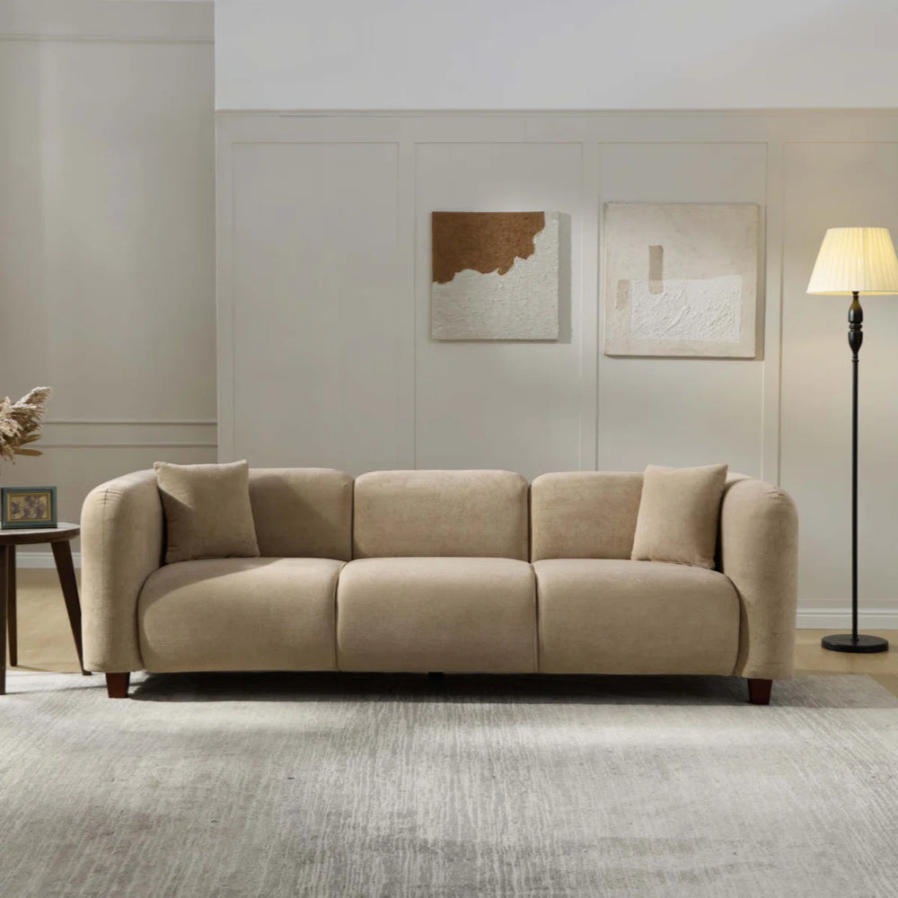 Robo Modern Minimalist Upholstered 3-Seater Sofa With Soft-Touch Fabric