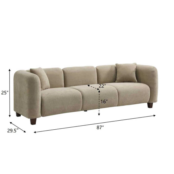 Robo Modern Minimalist Upholstered 3-Seater Sofa With Soft-Touch Fabric