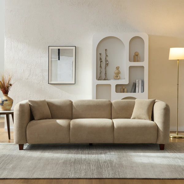 Robo Modern Minimalist Upholstered 3-Seater Sofa With Soft-Touch Fabric