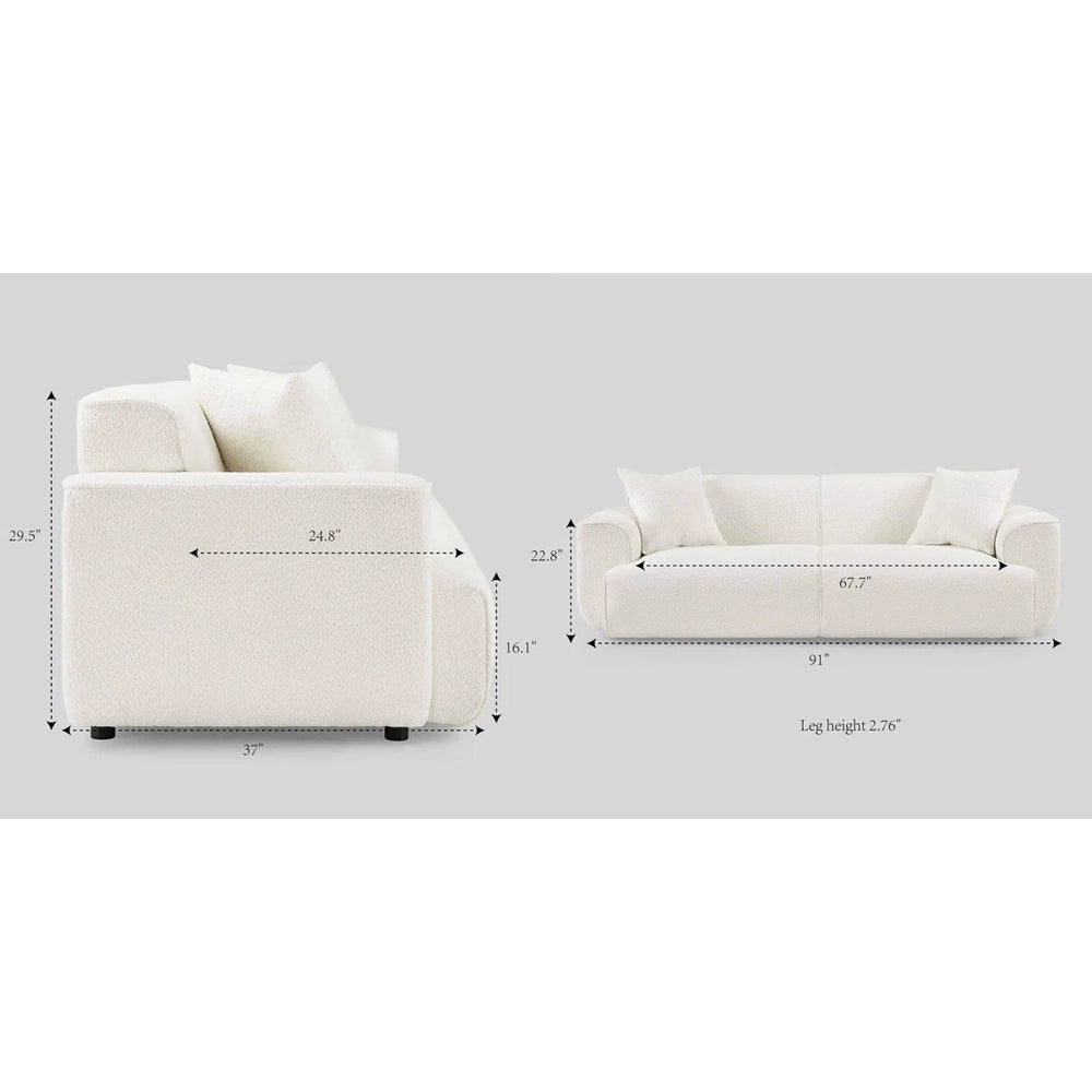 Kelibor Modern Style 3Seater Sofa in boucle fabric - Wooden Bazar