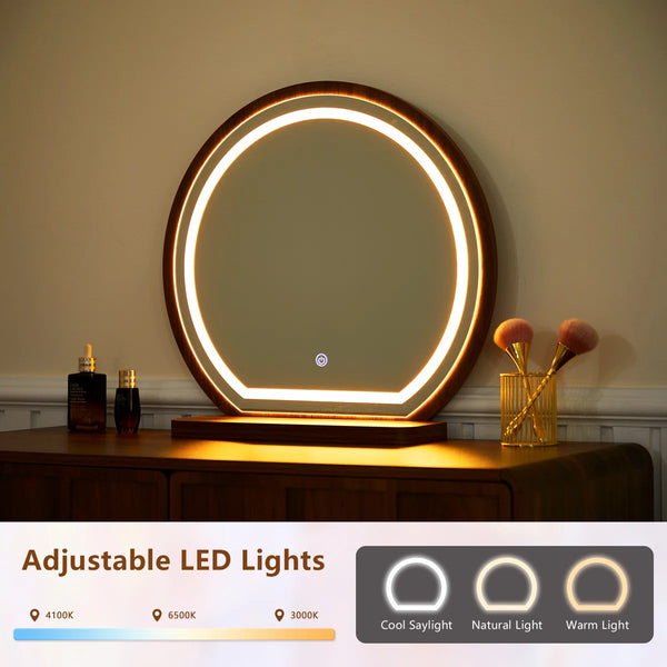 Makeup Vanity Set With Stool And Led Mirror  Wooden Bazar