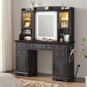 Makeup Vanity Table with Mirror and Lights  Wooden Bazar