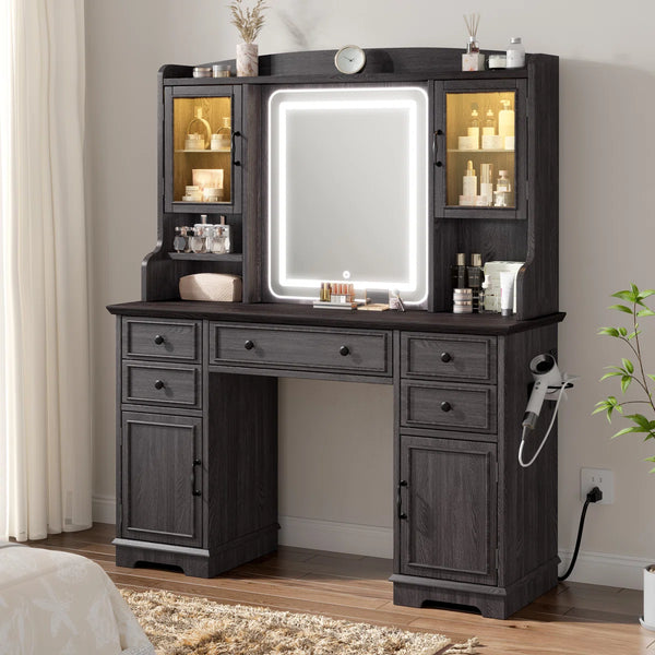 Makeup Vanity Table with Mirror and Lights  Wooden Bazar