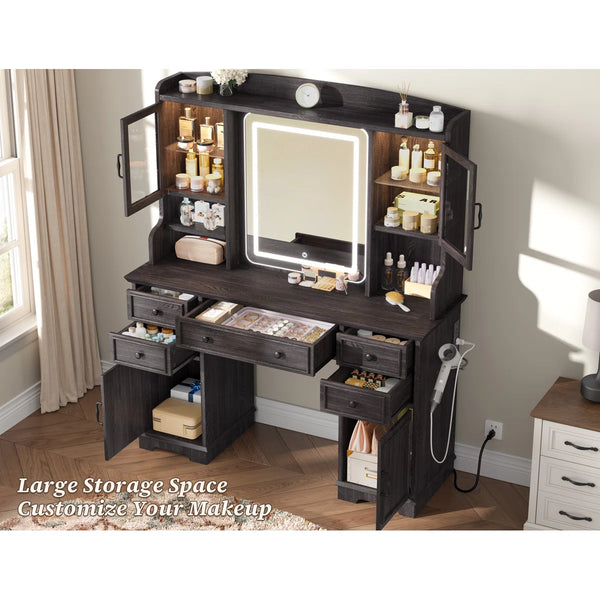 Makeup Vanity Table with Mirror and Lights  Wooden Bazar