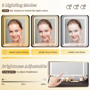 Makeup Vanity Table with Mirror and Lights  Wooden Bazar