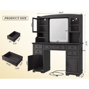 Makeup Vanity Table with Mirror and Lights  Wooden Bazar