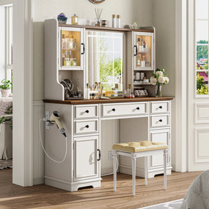 Makeup Vanity Table with Mirror and Lights  Wooden Bazar